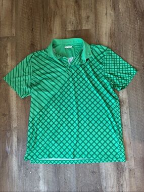 Fore Fathers Mowing Golf Polo Golf Men's Green Patterned Polo Shirt Size XL